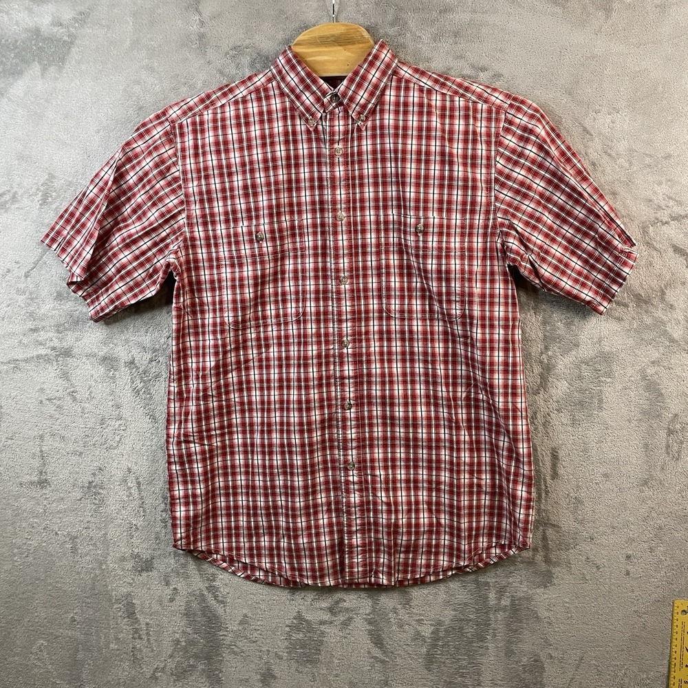 Wrangler Men's L Red White Plaid Shirt Wrinkle Resistance Western Cowboy  Rugged
